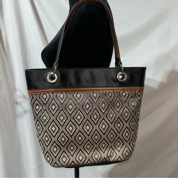 Tignanello Tote Bag Diamond Rattan & Faux Leather - Picture 12 of 15